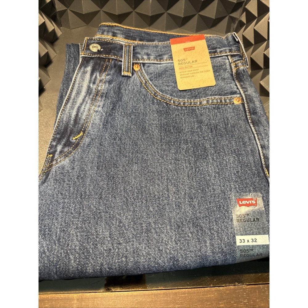 Levis 505 Regular Fit Jeans, Size 33x 32 - Blue - Picture 1 of 5